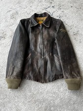 VTG  IF SIX WAS NINE STYLE JAPANESE WASHED TRASHED  LEATHER JACKET BIG LOGO 90s picture