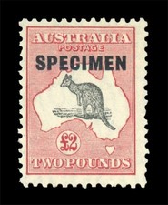 [AUSTRALIA] 1929 £2 Kangaroo SPECIMEN SG114s Perf 12 MNH VF Gum CA3507 picture