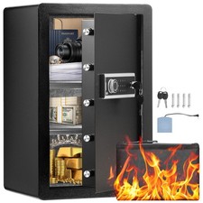 Uimoso Single Door 3.5 cu.ft Safe Box with Key Lock & Password LED Light Black picture
