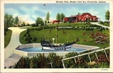 Monkey Ship Mesker Park Zoo Evansville Ind. Postcard Linen Unposted 5R picture