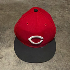 New Era 59FIFTY Cincinnati Reds MLB Fitted Cap Size 7 1/4 Red/Black picture