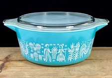 Vintage Pyrex 475-B Butterprint Turquoise 2.5 QT Cinderella Casserole w/ Lid picture