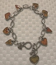 Brighton Piccadilly Charm Bracelet Silver Tone Enamel Hearts  picture