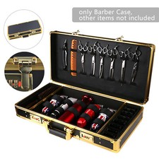 Large Barber Suitcase Carrying Case Clipper Trimmers Tool Storage Organizer Gold picture