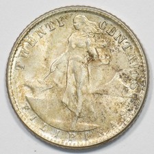 Philippines 1945-D Commonwealth 20 Centavos Silver P151065 picture