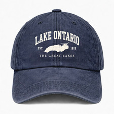 Lake Ontario Great Lakes Hat Ontario Canada Vintage Washed Cotton Baseball Cap picture