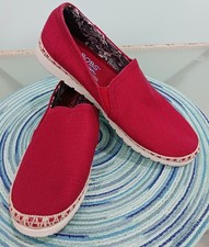 Skechers Bobs Red Canvas  Slip On Memory Foam Sneaker Shoes Womens 8.5 picture
