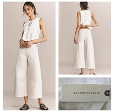 Anthropologie Pilcro Slouchy Cropped Carpenter Pants White Sand Size 27 NWT $148 picture