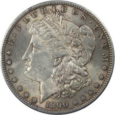 1890 S Morgan Silver Dollar AU About Uncirculated $1 Coin Collectible picture