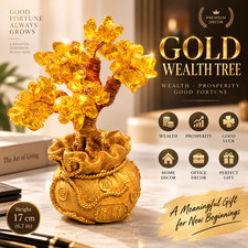 Gold Wealth Money Tree Feng Shui Prosperity Fortune Luxury Office Home Gift Deco picture