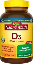 Nature Made Vitamin D3 1000 IU 25 mcg 300 Softgels Bone Immune Support picture