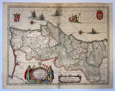 PORTUGAL c. 1650 JAN JANSSON LARGE ANTIQUE MAP 17TH CENTURY picture
