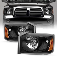Fit 2005 2006 2007 Dodge Dakota Black Bezel Replacement Headlights LH & RH Lamps picture