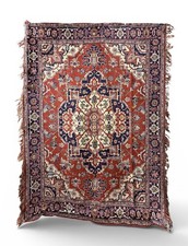 Vintage Hand Knotted Oriental Rug Heriz Serapi Style Medallion Family Estate picture