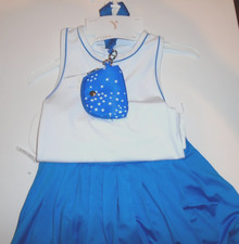 EUC Girls Yogalicious 3 Piece Short Set Blue / White Tank Top Skort and Wristle picture