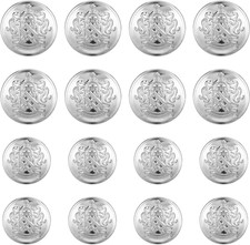 16 PCS Metal Blazer Button Set - 2 Sizes Silver Buttons, Replacement Jeans/Blaze picture