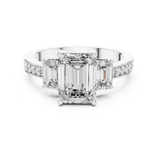 2.66 Ct Lab Grown Diamond Emerald IGI Certified Gift For Her Gold Ring 14K F VVS picture