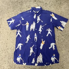 90s Polo Ralph Lauren Tennis US Open Overprint Button Up Rayon Shirt Made In USA picture