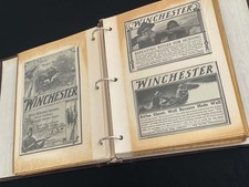 (175) Piece Antique 1800's- Early 1900s Firearm Advertisement Print Cutout Album picture