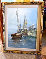 SICHA ORIGINAL ARTIST SIGNED OIL PAINTING OF ASIAN FISHING 35