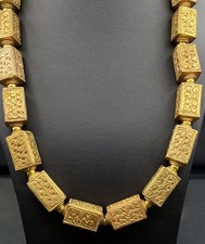 beautiful vintage antique afghani handmade brass gold plated beads necklace picture
