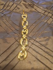 Vintage Bold Gold-Tone Link Bracelet – Modernist Statement Jewelry 1980s... picture