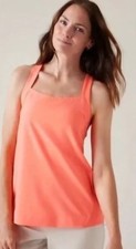 Athleta Arrival Tank Sleeveless Breathable Wrinkle Free Orange Criss Cross Back picture