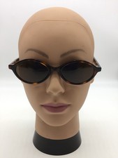 WMP Selene Slim Oval Brown Tortoise Sunglasses W 49-20-139 Dark Brown Lenses picture