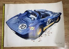 Harold Cleworth Signed Corvette Grand Sport Print #411/950 34x24 picture