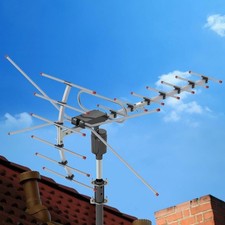 200Mile HDTV Outdoor Amplified TV Antenna HDTV 22dB Rotate Remote 360° UHF/VHF picture