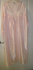 LONG PINK GRANNY NIGHTGOWN SZ 1X PINK SATIN & LACE BEAUTIFUL by CHARACTER BOX31 picture