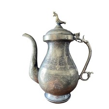Antique Vintage Hand Etched Hinged Tea Coffee Pot Stamped Best German Silver picture
