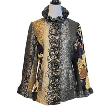 Vtg Inspired Silk Blend Boho Patchwork Jacket M Hippie Winter Witchy Grunge picture