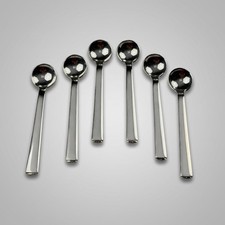 6 Alessi Rundes Modell Stainless Coffee Espresso Spoons 4