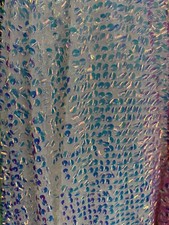 iridescent White economic all over shiny sequins on a 2 way stretch Velvet picture