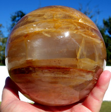 Large LEMURIAN Golden Healer QUARTZ Crystal Sphere Ball For Sale picture