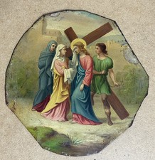 Original Oil Antique Icon «passion of Christ » Good Quality 19 Century picture