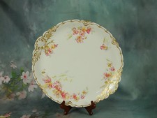 Antique Haviland Limoges France H&C Floral Porcelain Plate Pink Floral Gold Gilt picture
