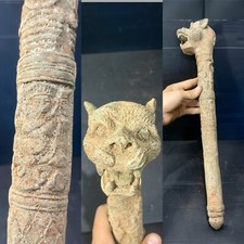 Ancient Near East Bronze Large Sceptre With Dragon Heads And Figure C.300-250BC picture