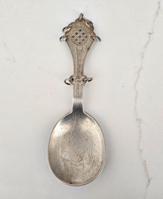 Antique Scandinavian 830S Silver Folk Spoon A.R. Dangling Rings Heavy 45.36g picture