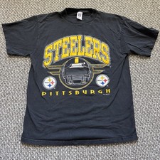 Vintage 1995 Pittsburgh Steelers Spell-out Helmet T-Shirt Logo 7 Size L picture
