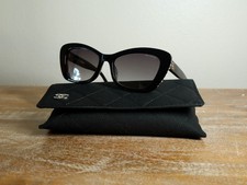 CHANEL 5481H Urban Vintage Cat Eye Pearl Sunglasses 56mm Black/Gray Lens 100% UV picture