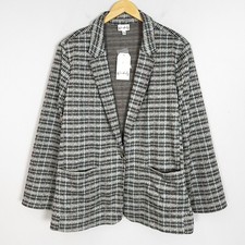 NEW Wonderly Green Houndstooth Patterned Knit Blazer Jacket Size 3X Women's picture