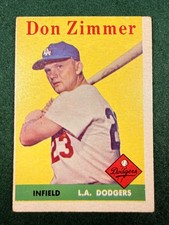 1958 Topps - Don Zimmer #77 VG+ Los Angeles Dodgers vintage wear, creased, OC picture