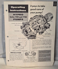 Vintage 1965 Hypro Series 7100 7700 Pump Operating Instruction Manual 1169 picture