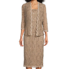 Alex Evenings Jacket Dress Size 12 14 16 18 Sequin Lace Champagne NWT picture
