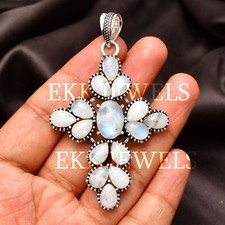 Rainbow Moonstone Pendant Gemstone 925 Sterling Silver Handmade Jewelry 2.80