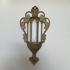 Vintage 1972 Burwood Products Gold Birdcage Wall Pocket Planter 1628 MCM 22” picture