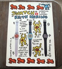 1986 KEITH HARING SWATCH WATCH USA RARE SIGNED VINTAGE PROMOTION POSTER 36x25in picture