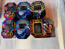 10x Pokemon Empty Collector Window Tins Lot - Charizard Kyogre Paradox Wow picture